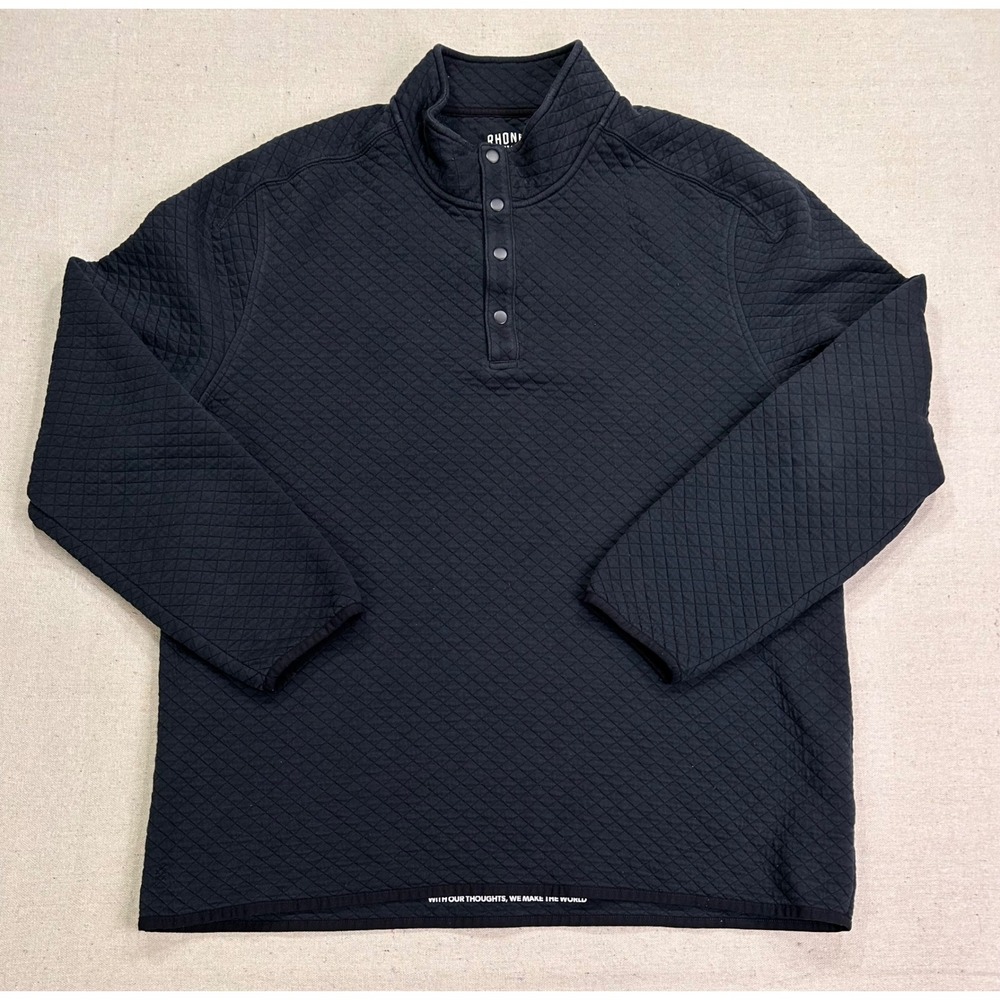 Rhone Mens XXL Quilted 1/4 Snap Neck Pullover Black Diamond Texture Sweatshirt